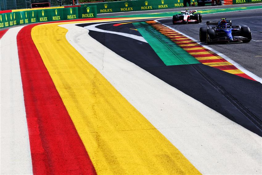 Belgium F1 car on colourful asphalt
